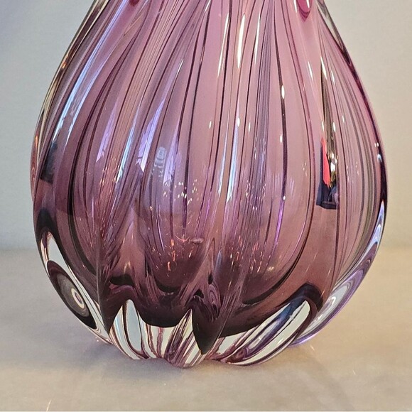 Vintage Art Glass Chech Vase By Josef Hospodka Sklo Pink Mid Century Modern - Picture 6 of 8